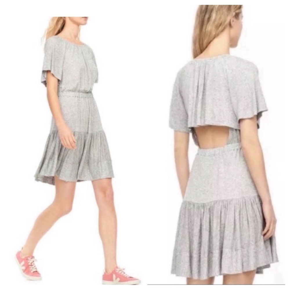 Rebecca Taylor gray open back tiered ruffle sleeve dress XS
